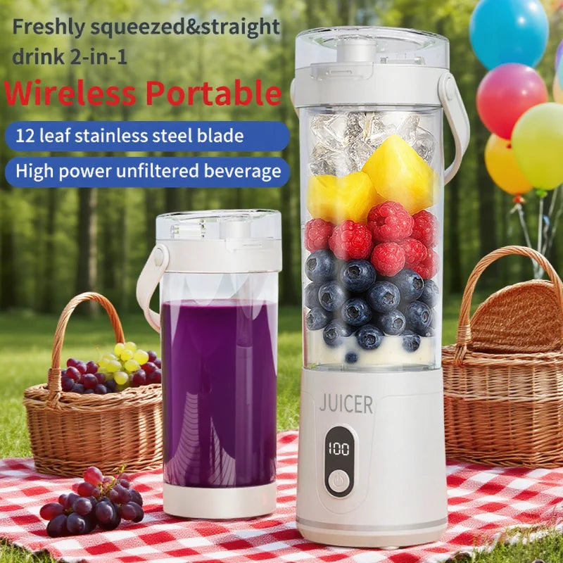 Portable 600ML USB Rechargeable Blender Mini Juicer for Fresh Fruit Smoothies Wireless Personal Fruit Mixer  Machine Kitchen